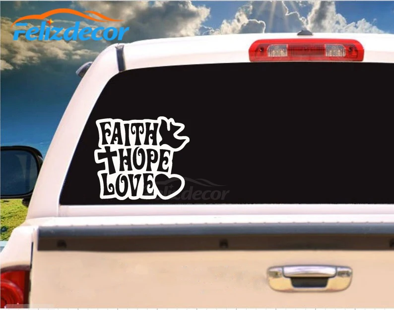 Виниловые наклейки на автомобиль с надписью Faith Hope With Love окно дверь настенная