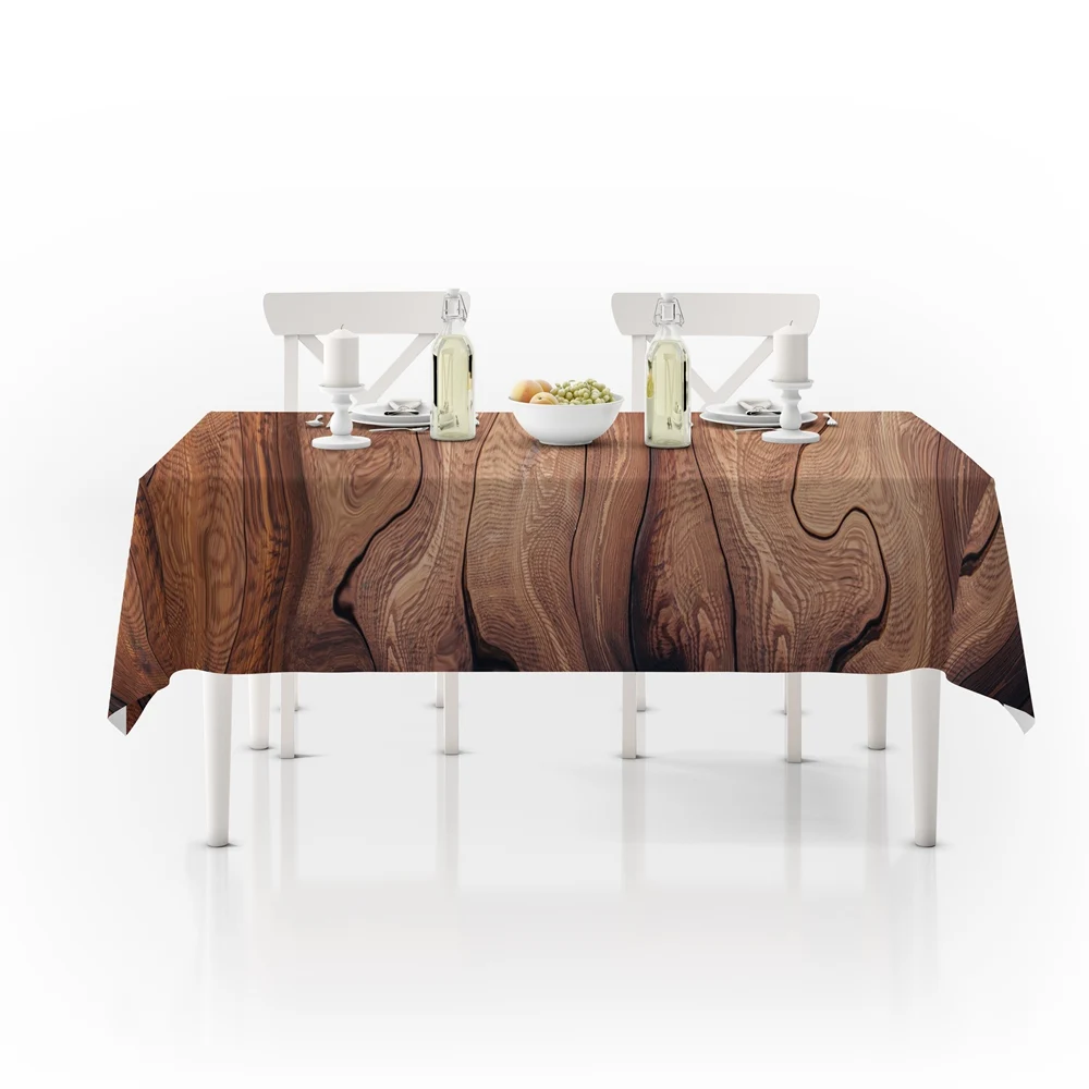 Винтажная прямоугольная скатерть с узором под дерево для обеденного стола и