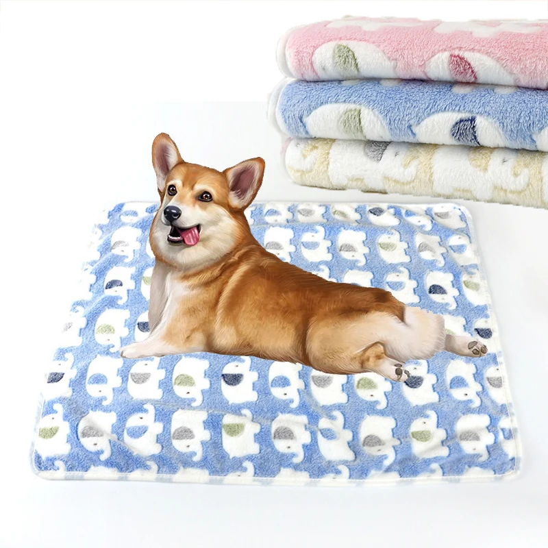 Коврик для животных мягкое теплое одеяло из кораллового флиса с принтом питомцев