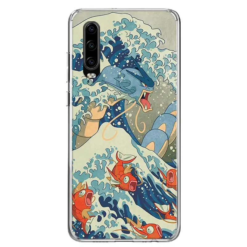 hot wave art japanese green illust phone case for huawei p30 p20 p40 p50 mate 40 30 20 10 pro p10 lite customized gift coque free global shipping