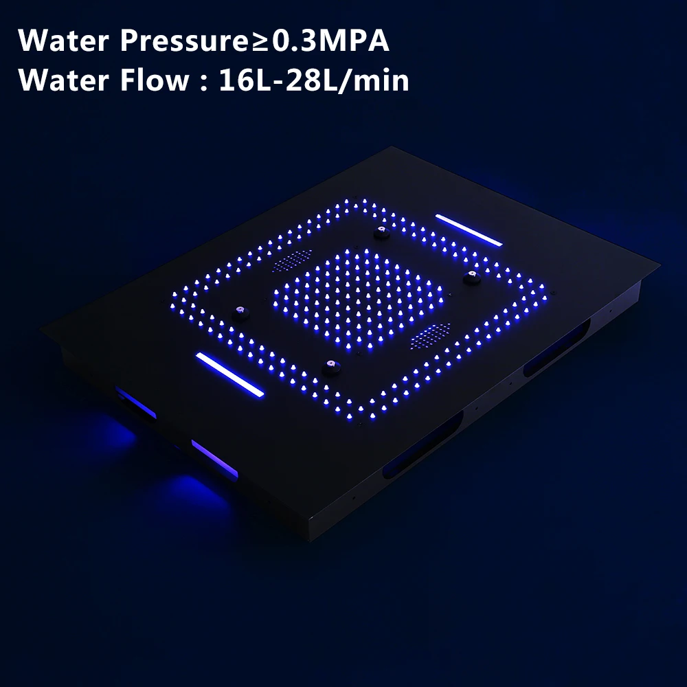 구매 음악 LED 샤워 헤드 블랙 60x80cm 304SUS 원격 또는 전화 제어 LED 조명 욕실 폭포 강우 안개가 자욱한 샤워 헤드 깊은 구매 음악 LED 샤워 헤드 블랙 60x80cm 304SUS 원격 또는 전화 제어 LED 조명 욕실 폭포 강우 안개가 자욱한 샤워 헤드 깊은