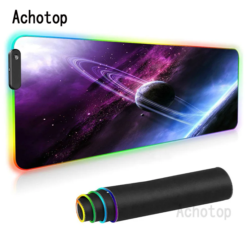 

Large RGB Mouse Pad Space Galaxy HD Wallpaper Mice Mat Led Light Maouse Pad Gamer Computer Desk Mat Gaming Accessories Mause Mat