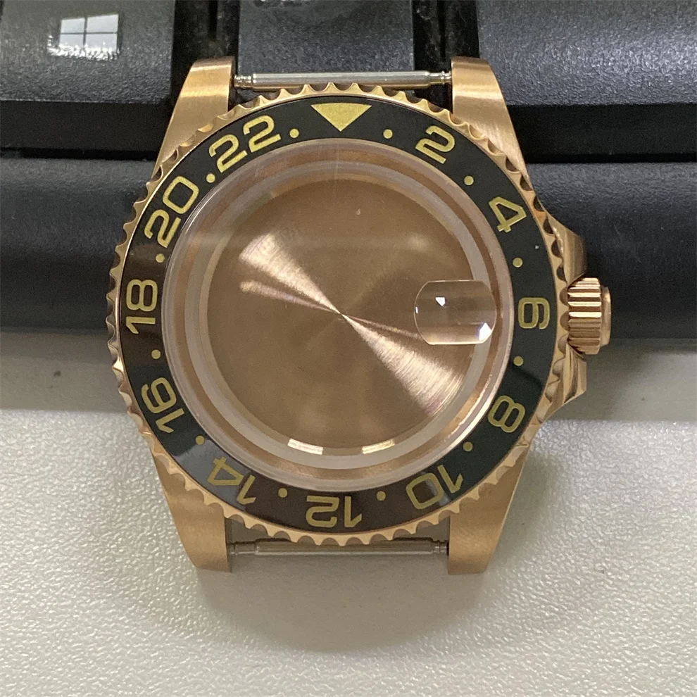 

41mm 13.8mm Thick Rose Gold Sapphire Glass Watch Case Replacement Spare Parts For ETA 2824 2836 Miyota 8215/8205/8200 Movement