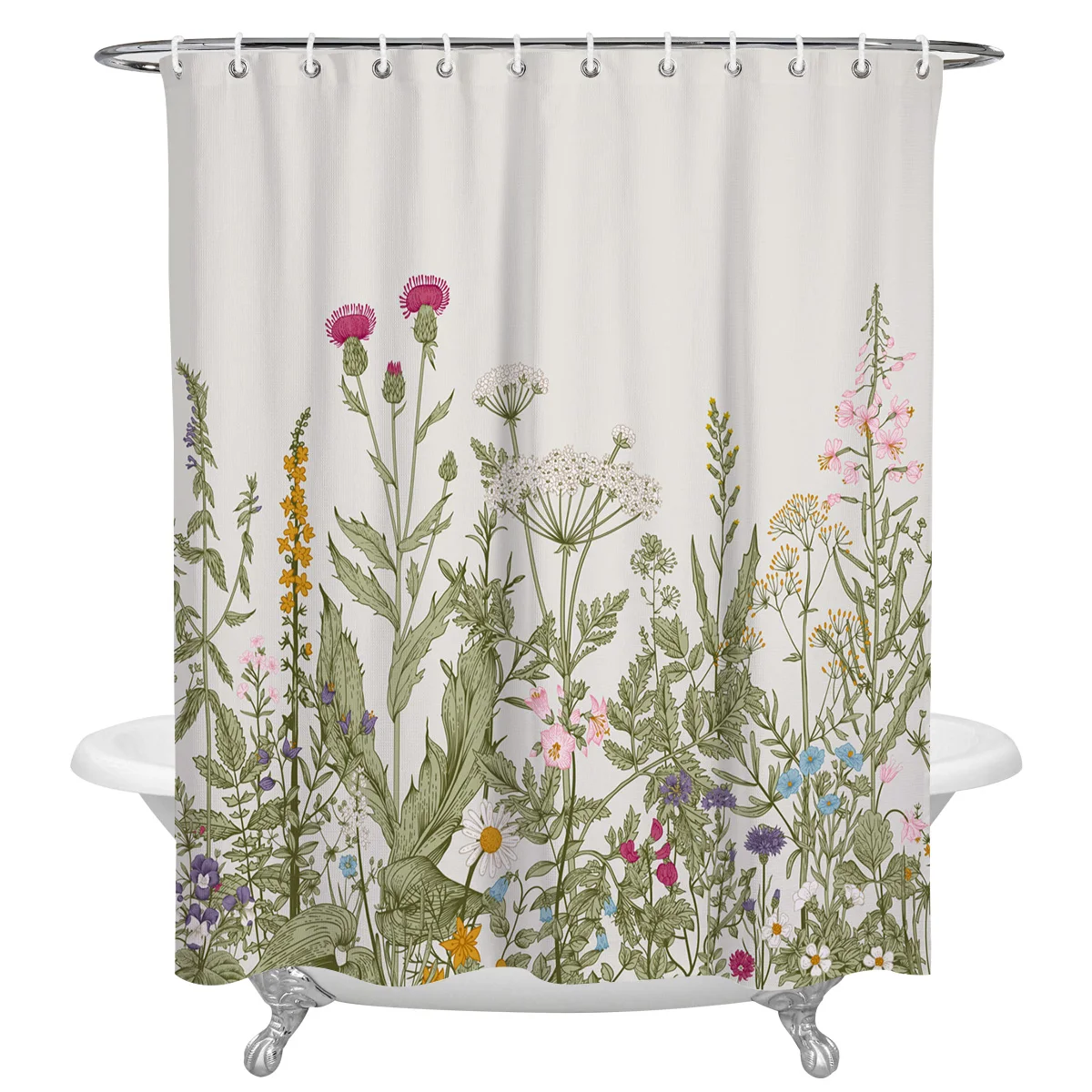 Занавеска для душа с принтом листьев и растений водонепроницаемая штора из