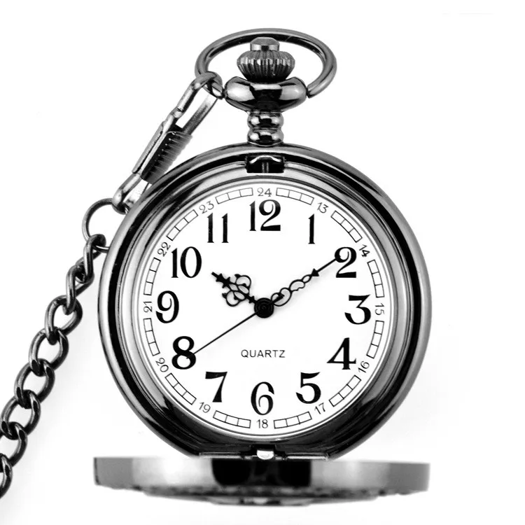 Полые колеса ретро мужские карманные часы с цепочкой стимпанк Скелет для мужчин