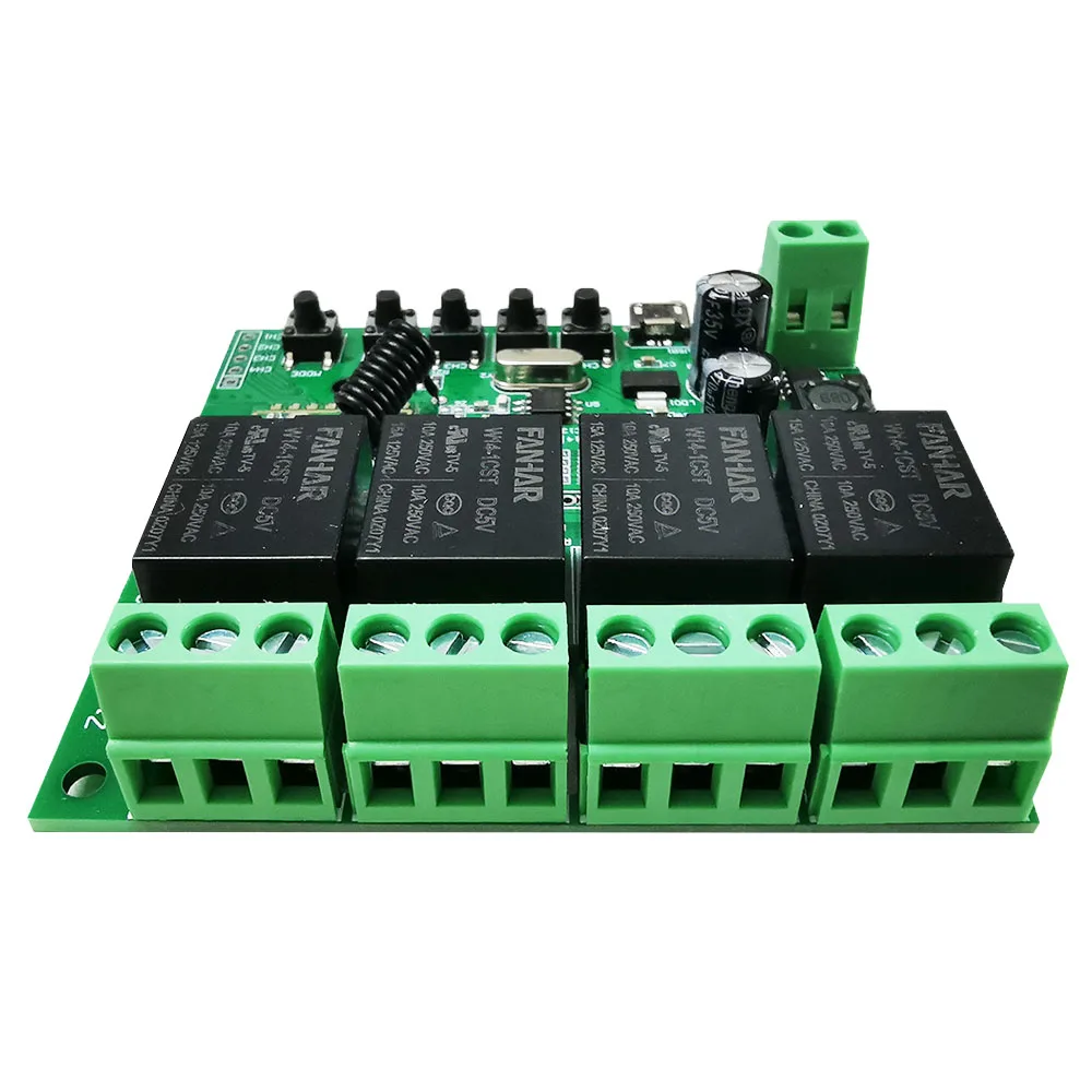 4-канальный умный релейный выключатель ZigBee для гаражных дверей совместимый с Philips