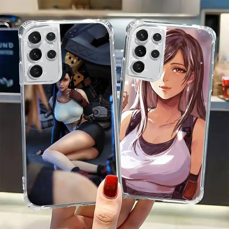 

ff7 tifa Phone Case Transparent for Samsung A 10 21S 31 50 51 52 12 71 S note 10 20 21 fe plus ultra