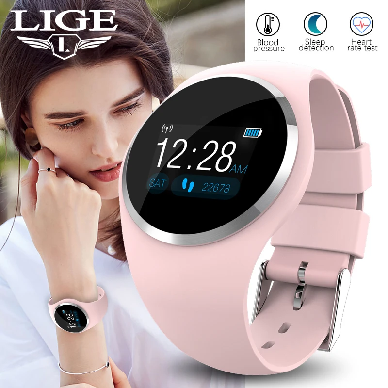 LIGE новые модные часы Smart Watch Для женщин физиологические напоминание о частоте пульса крови Давление монитор спортивные часы для IOS и Android