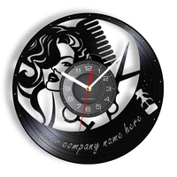 hair salon personalized name wall clock custom logo vinyl record barber shop retro timepieces hair stylist hairdresser gift