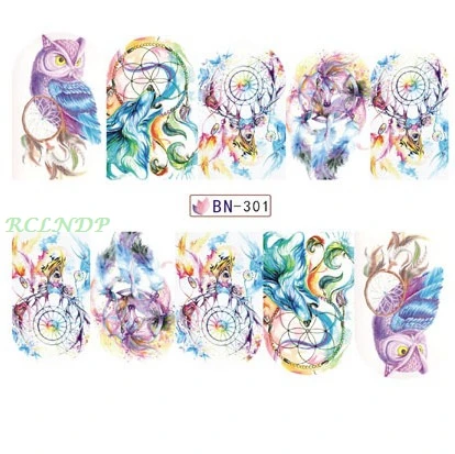 Водные Наклейки для слайдер украшения ногтей акварельные Ловец снов сова