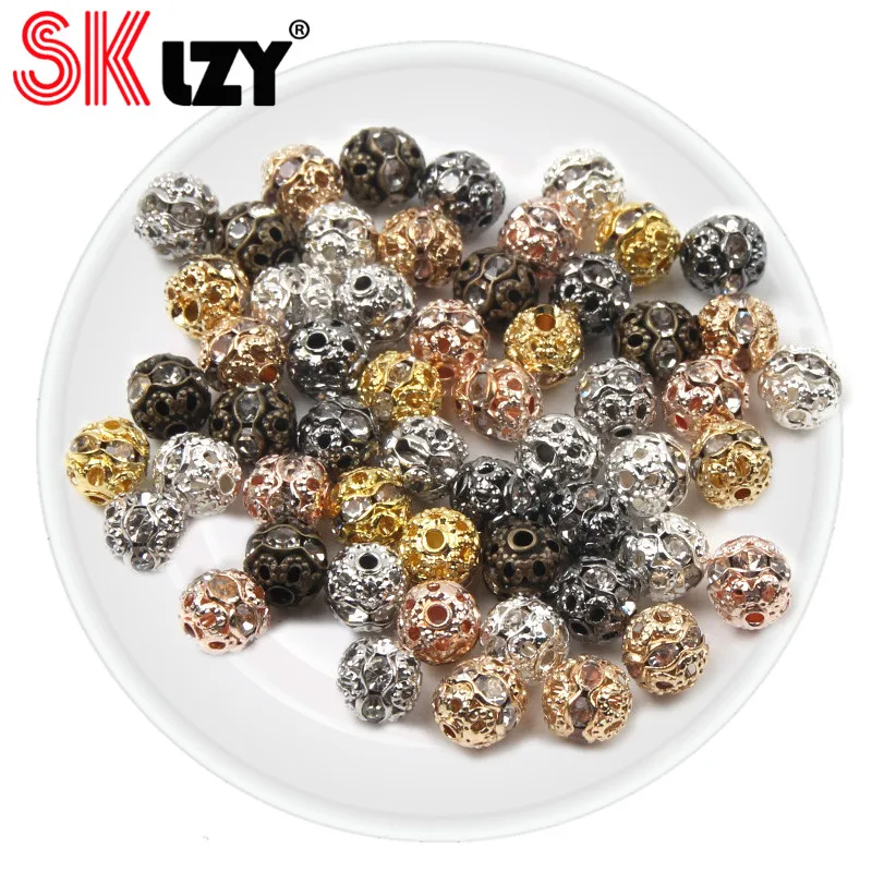 Круглые бусины Стразы с позолоченным металлическим покрытием россыпью для