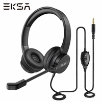 eksa h12 gaming headset gamer 3 5mm stereo wired computer headphones with microphone on ear for call center skype pcps4xbox