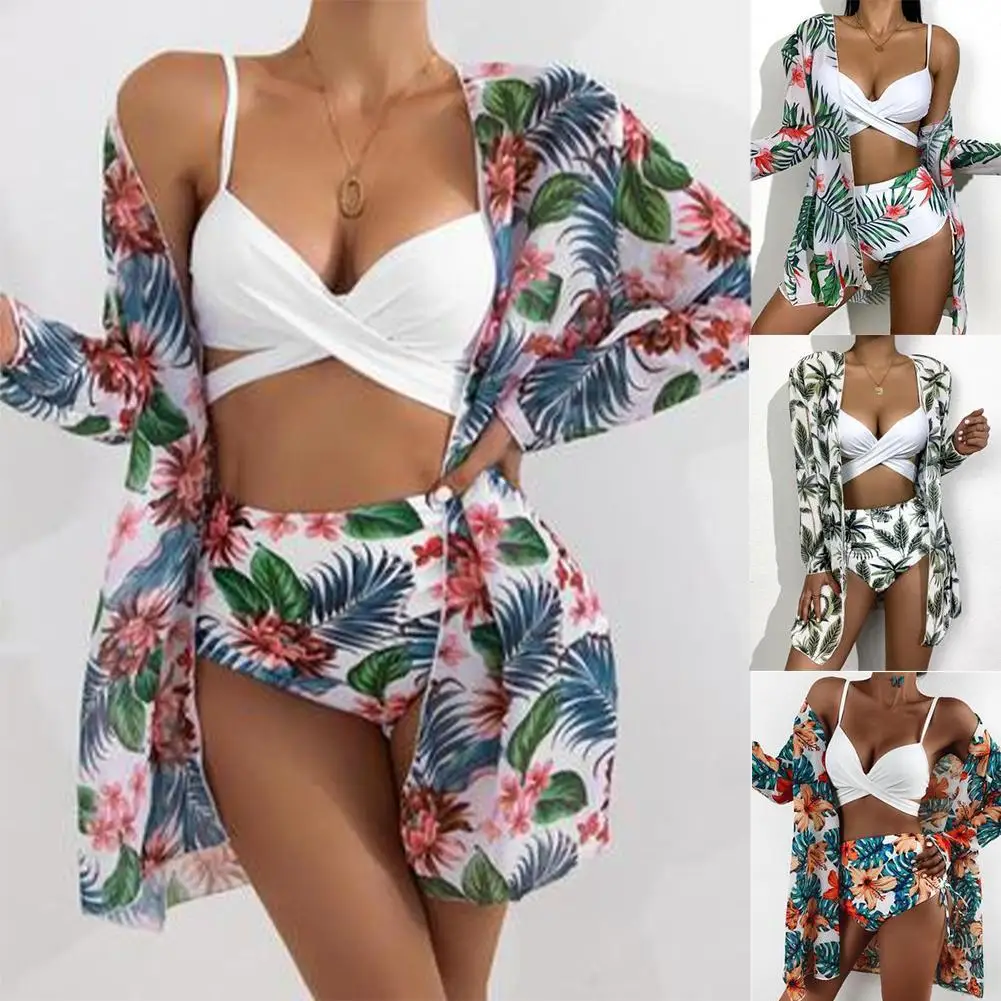 

2021 new Bikini Sexy European and American split print sense of underwire bikini swimwear swimsuit women's gather H8O7