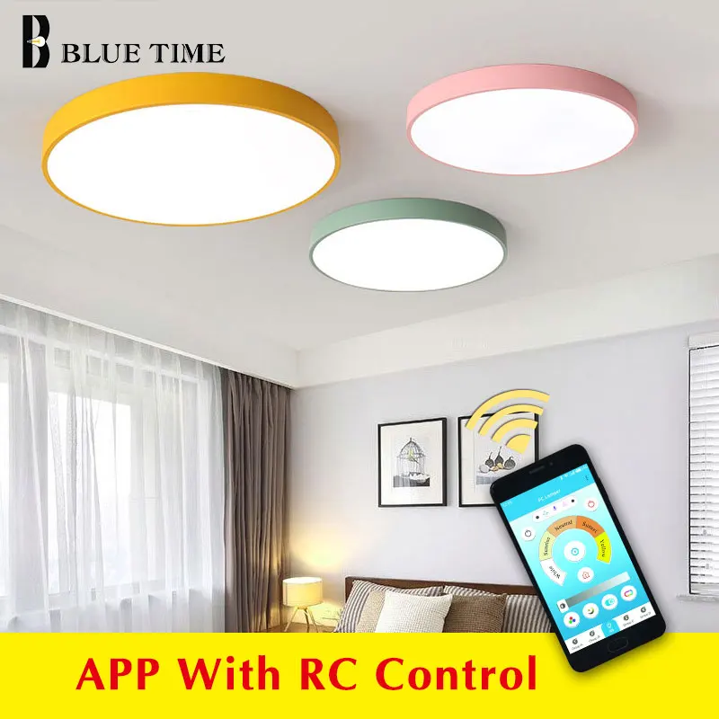 Приложение управления Современные светодиодные люстры акриловые круглые