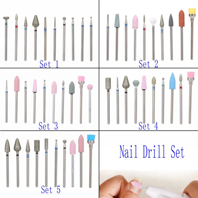 10 шт./компл. и сверлами для ногтей удаления кутикулы очиститель дрель щетка