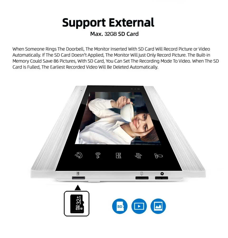 

Smart Home 7 Inch Wifi Wired Video Door Phone Intercom Night Vision Waterproof Tuya APP Remote Control Unlock For Home Secutity