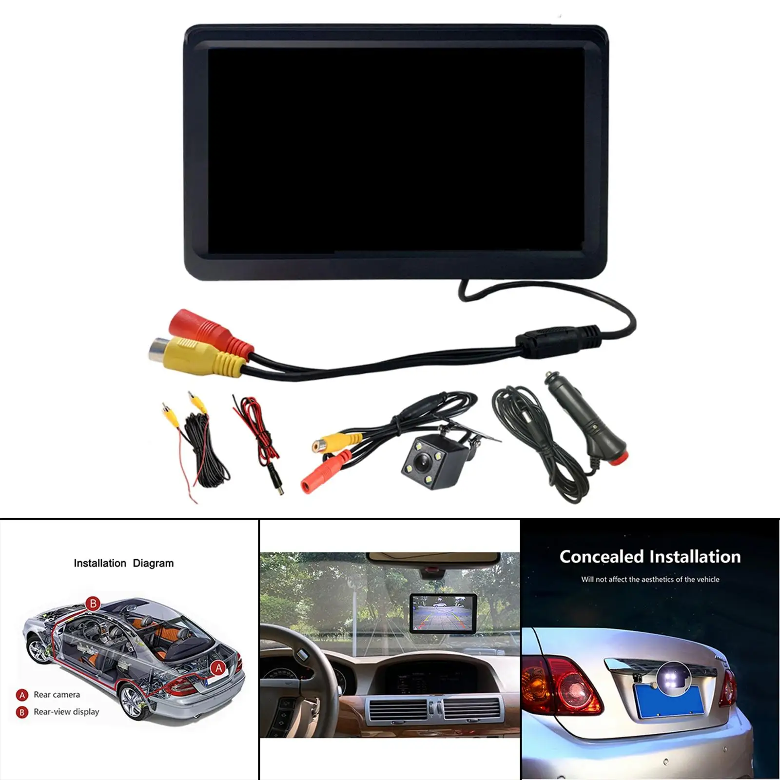 

7 inch Rear View Car Monitor 170° Wide Angle Distance Lines Observation System 4 LED Light Camera Truck Ntsc PaL TV SUV Car