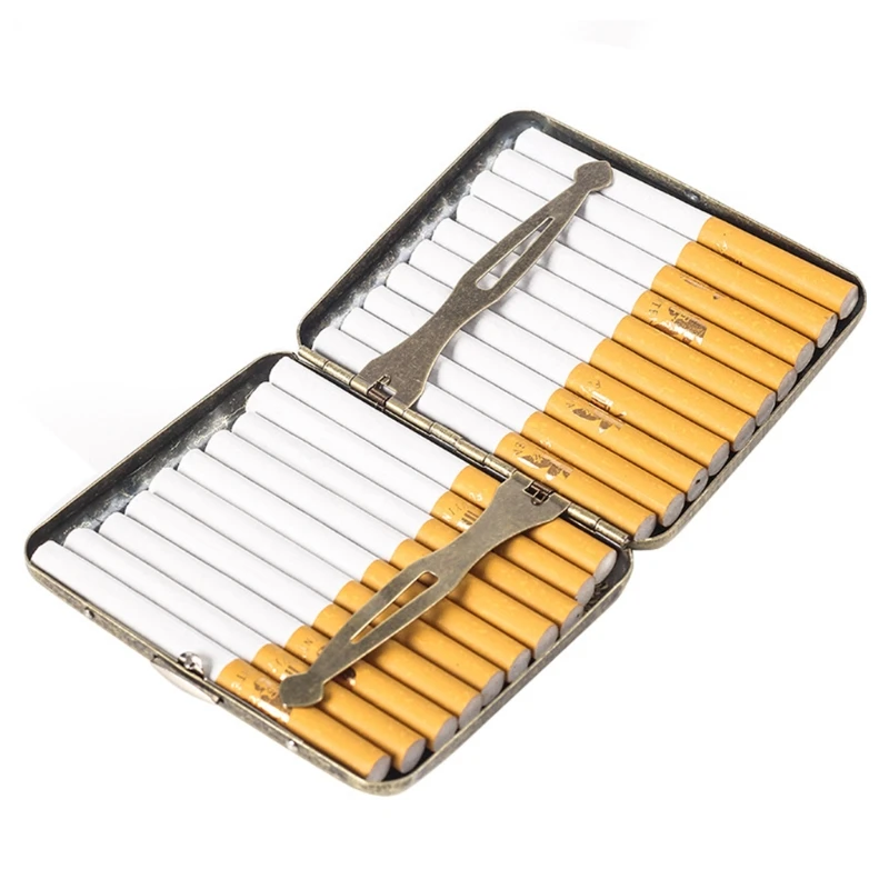 Ретро металлическая сигаретная чехол с подарочной коробкой Двусторонняя