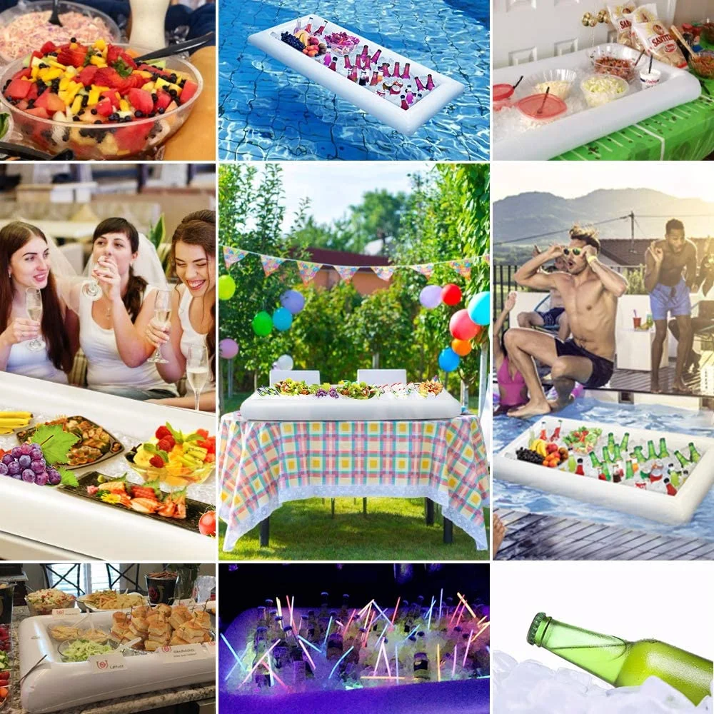 

Swimming Pool Float Beer Table Drinking Cooler Table Bar Tray Beach Inflatable Air Mattress Water Food Drink Holder Pool Floater