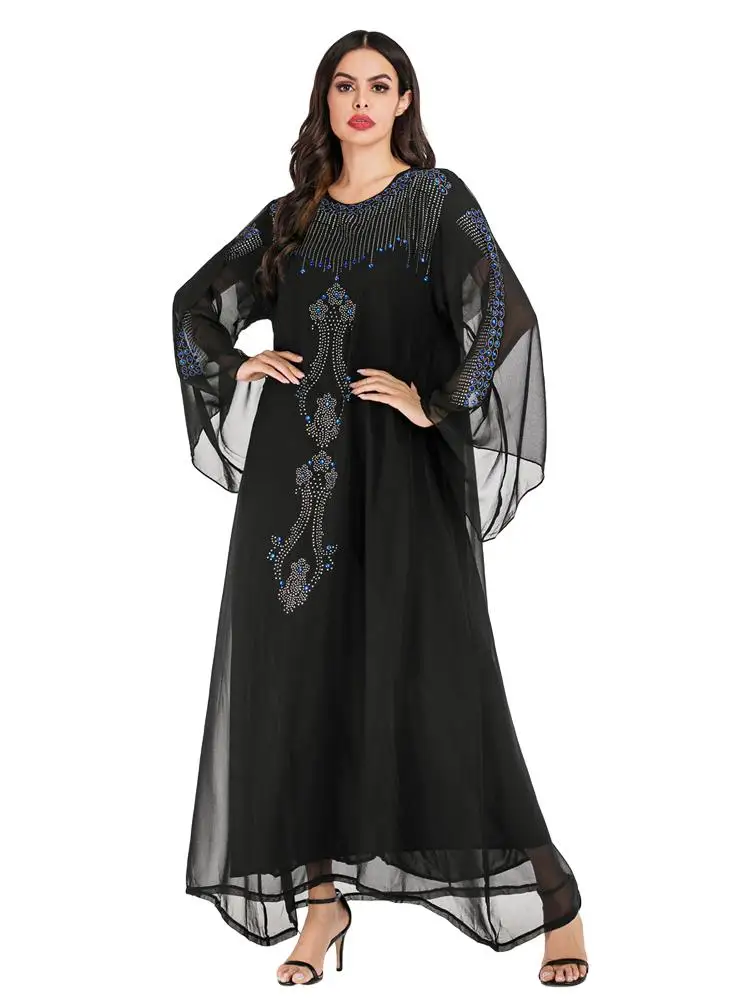 Платье-макси с рукавом летучая мышь Farasha Abaya Jilbab длинное мусульманское платье