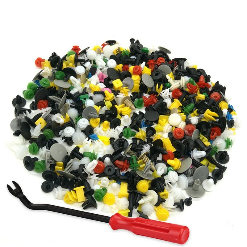 

500PCS Plastic Rivets Fastener Fender Bumper Push Pin Clips with Remover Tool