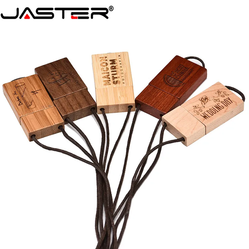 JASTER Акция креативный деревянный большой квадратный с веревкой usb флэш накопитель