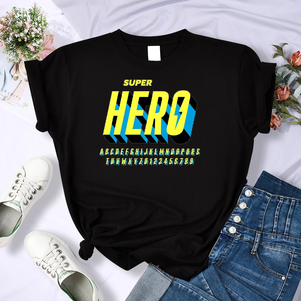 

Super Hero Print Woman T Shirt Aesthetic All-match Short Sleeves Vintage Summer Streetwear Fashion Crew Neck Womans Tshirt