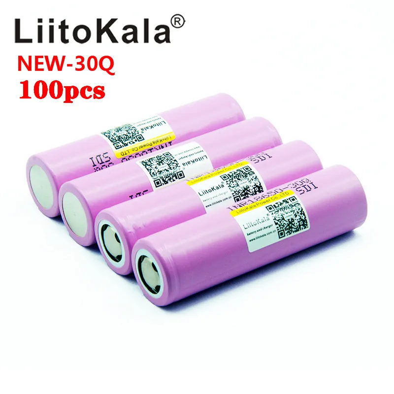 

100pcs Liitokala 30Q 18650 3000mah High power discharge Rechargeable battery power high discharge,30A large current + DIY nicke