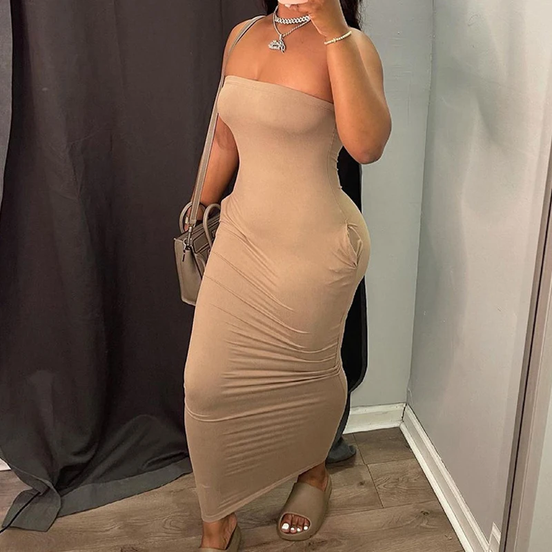 

Sexy Bodycon Fashion Lady Club Midi Dress 2021 Summer Women Cover Party Backless Clubwear Slash Neck Dress Red Sundress G2787