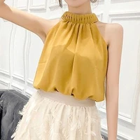 chiffon blouse womens summer net celebrity style with a halter neck camisole cut shoulders and off shoulders loose