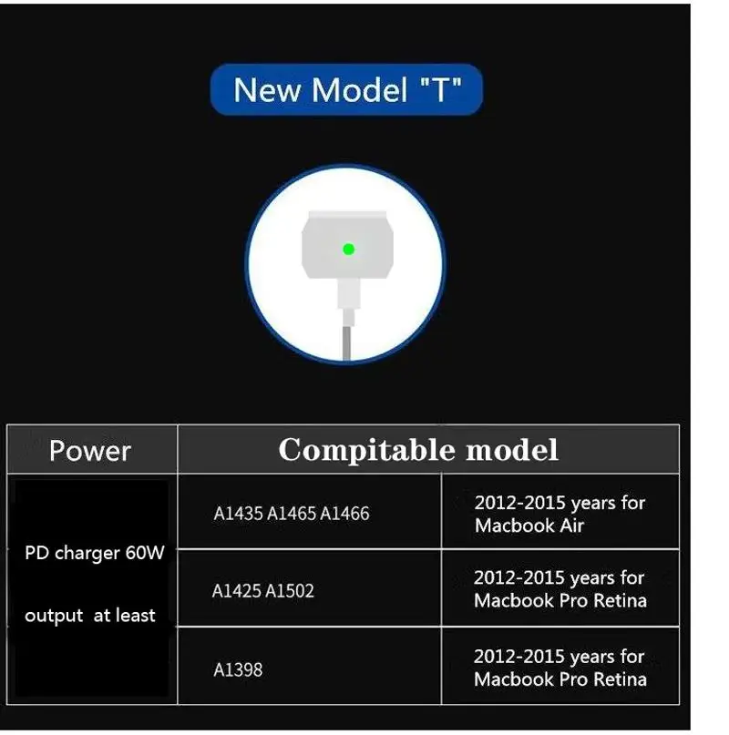 T-tip L- Tip Charger USB C Type Femal to Magsaf* 1 2 for Apple Macbook Pro Air 30W 45W 61W 65W 87W 100W Power Adapter | Компьютеры и