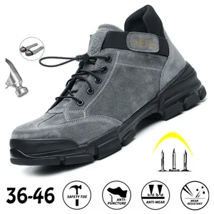 Dropshipping Women Work Sneakers Men Safety Shoes Steel Toe Cap Anticollision Fashion Outdoor Plus Size