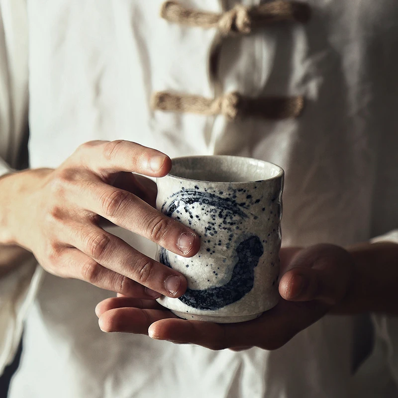 

Креативная чайная чашка в японском стиле ретро, чашка для воды, Керамическая ручная роспись, чашка для чая чашки для чайной церемонии кунг-фу, для кухни, чашка для чая, милая чашка