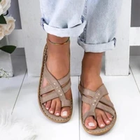 ladies gladiator sandals fashion roman slope heel comfortable slippers low heel beach shoes casual slipper 2021