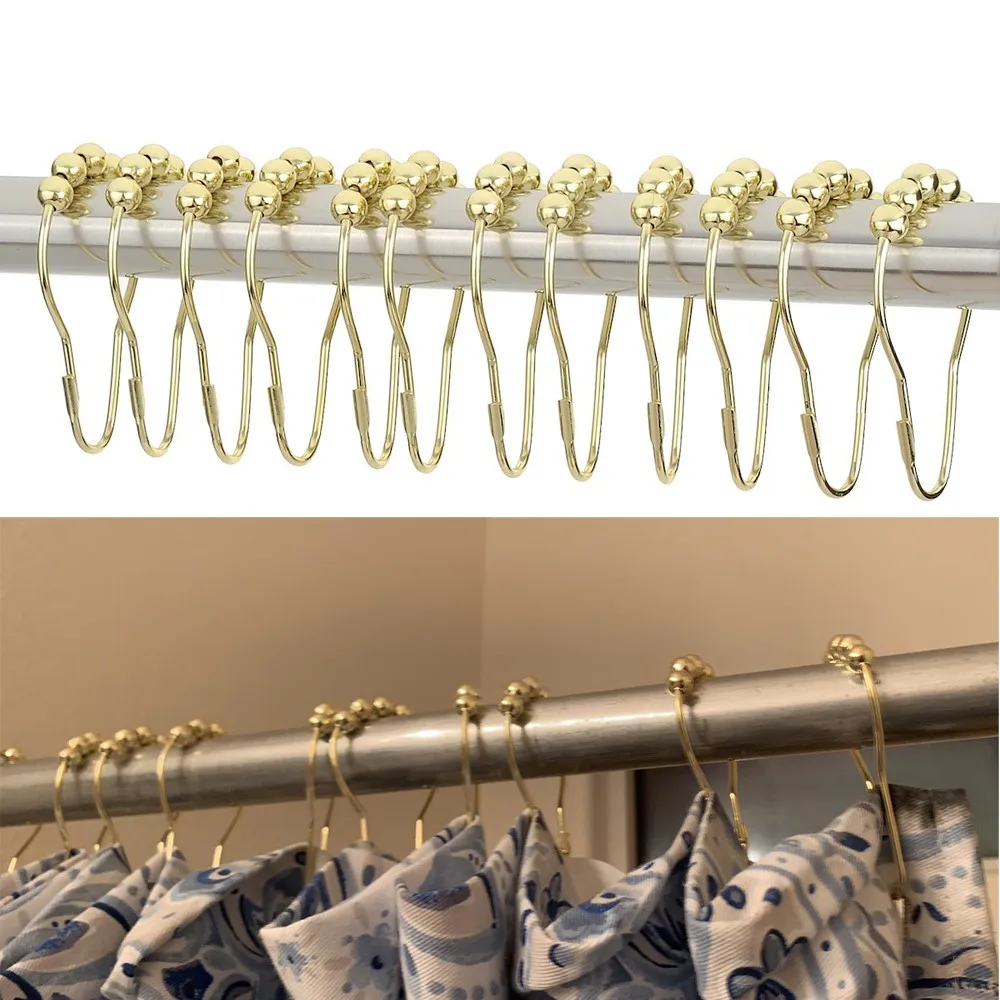 

Shower Curtain Hooks Rings Rust-Resistant Shower Curtain Rings Hooks 12Pcs