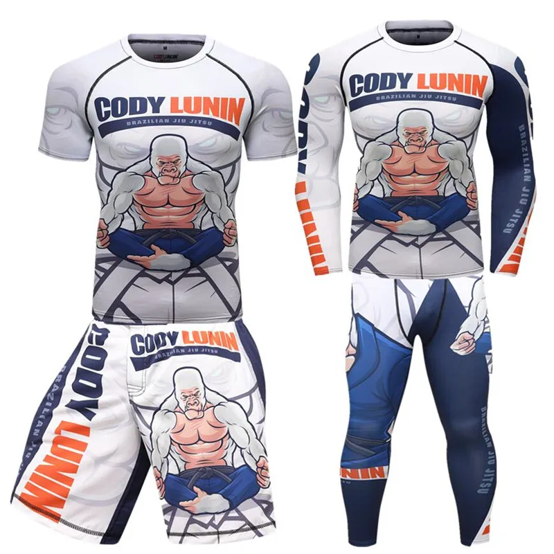 Мужские Компрессионные спортивные костюмы MMA колготки тренировочная одежда