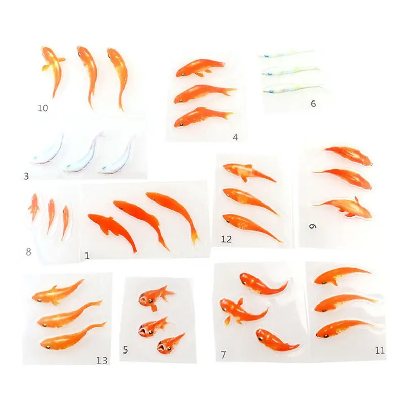 

12 Pcs/set 3D Small Goldfish Handmade Three-dimensional Stickers DIY Epoxy Resin Jewelry Making Painting Filling Material