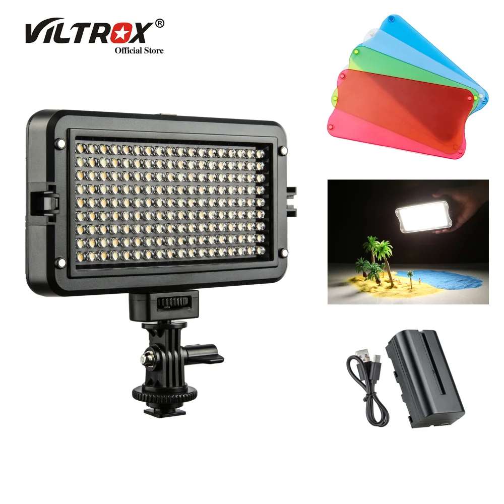 

Viltrox VL-162T Camera LED Video Studio Light LCD Panel Bi-Color Dimmable with Soft Light Board Battery for Live Makeup DSLR
