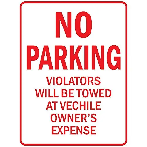 

Retro Metal Sign Vintage Cafe Vintage Metal Signs 8X12 No Parking Violators Will Be Towed at Vechile Owner's Expense,Art Decor T