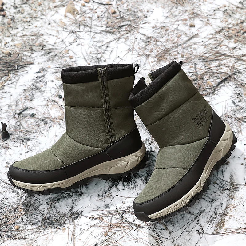 

Winter Men Shoes Warm Plush Snow Boots Men Waterproof Safety Shoes Flat Military Boots Unisex Cotton Shoes Mid-calf Botas Hombre