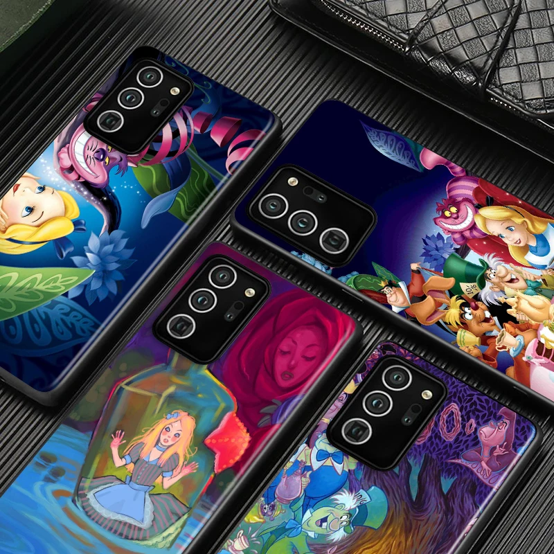 

Phone Case For Samsung S22 S21 S20 FE Ultra Pro Lite S10 5G S10E S9 S8 S7 S6 Edge Plus Disney Alice in Wonderland Black Cover