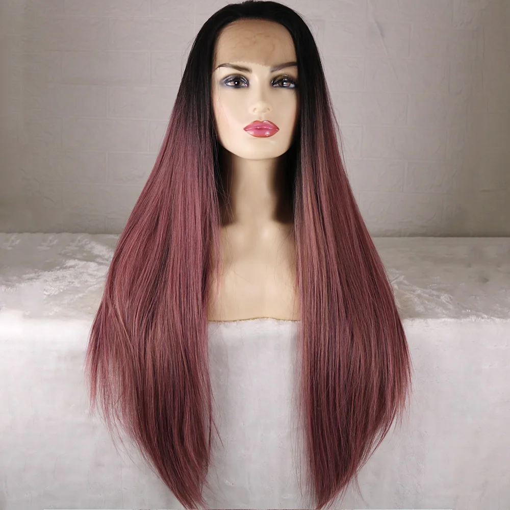 

UFANCA Long Ombre Pre-lace Ash Brown Blonde Wavy Wig Cosplay Party Daily Synthetic Wig for Women High Density Temperature Fibre