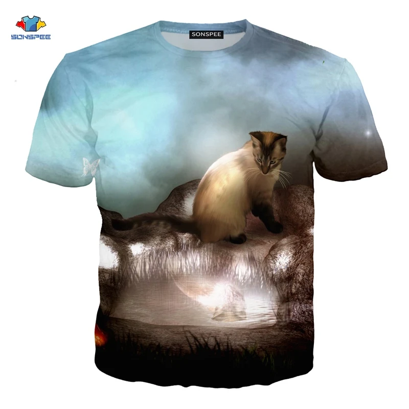 Новая летняя мужская футболка с 3D принтом натуральная короткими рукавами