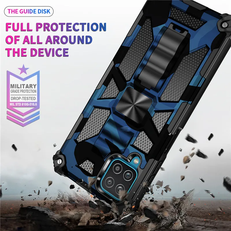 Shockproof Armor Case For Samsung Galaxy A12 A22 A32 A42 A52 A72 A82 A02S A03S Rugged Rubber Magnetic Bracket Protective Cover