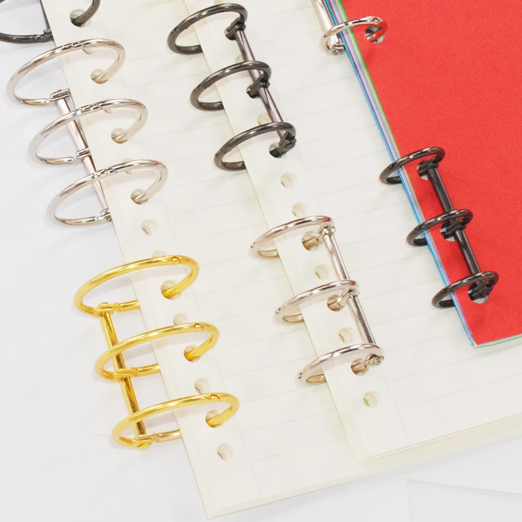 DIY Metal Binder Rings Notebook Circle Binding Clip Loose Leaf Book Hinged Photo Album 3 Desk Calender | Канцтовары для офиса и