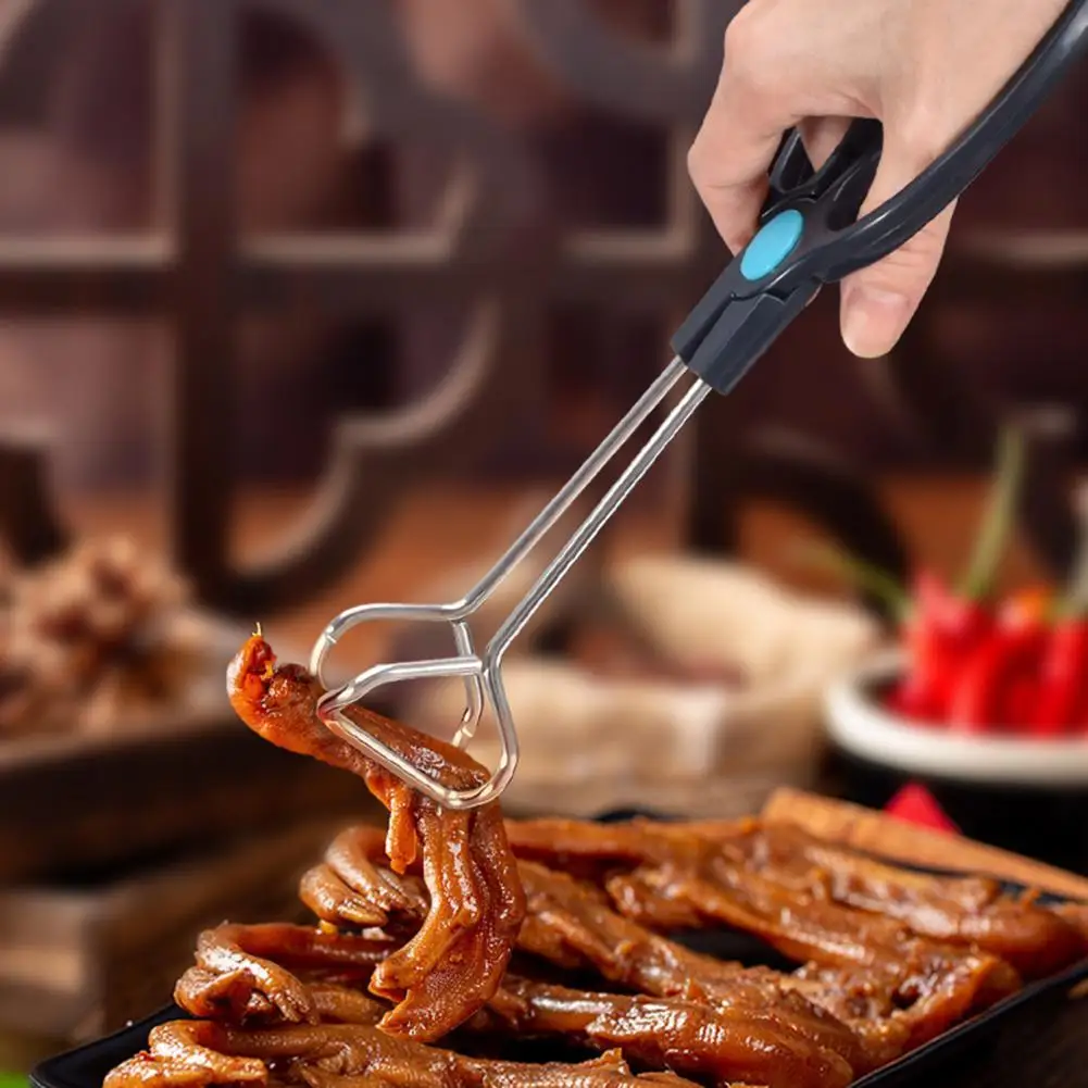 

Multi-purpose Stainless Steel Food Clip Anti-slid Handles Heat-resistant Bread Food Tongs Outdoor Camping Barbecue Tongs Tools