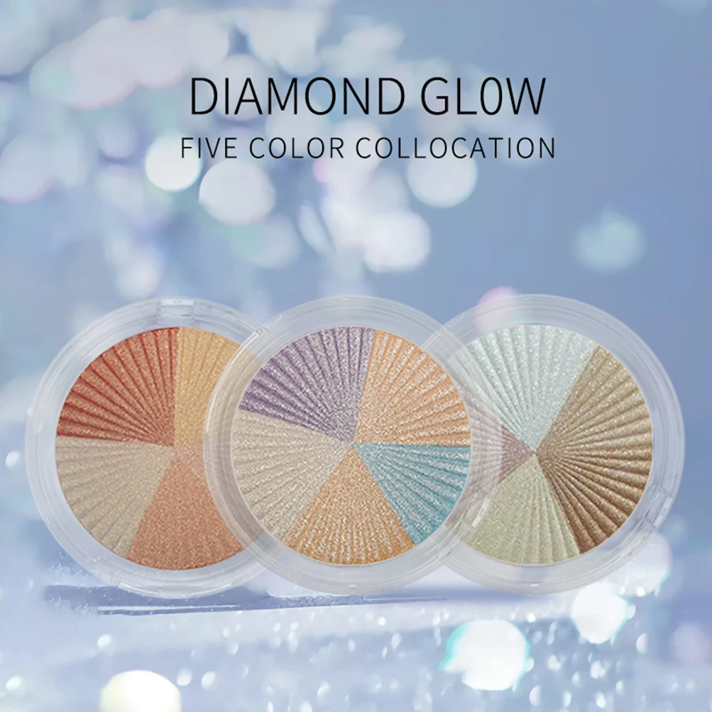 

5 In 1 Highlighter Palette Private Label Cosmetics Color Combination Stereo Brightening Highlight Pressed Powder Body Shimmer