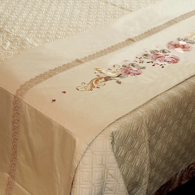 

Tribute Silk Jacquard Four zhen si ci xiu Bed Sheet Fitted Sheet