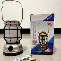 d2 led solar powered retro kerosene lamp usb rechargeable camping light flame portable lantern outdoor indoor night light torch