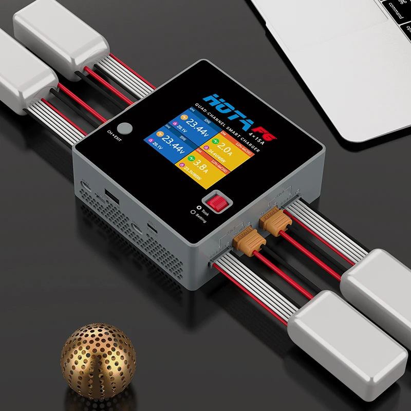HOTA F6 QUAD-CHANNEL SMART Charger DC1000W 4*15A for Lipo LiIon NiMH Battery Balance Discharger with USB 45W Type-C | Электроника